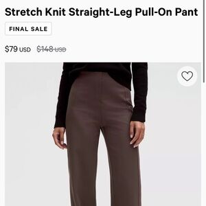 lululemon athletica Brown Stretch Knit Straight-Leg Pants